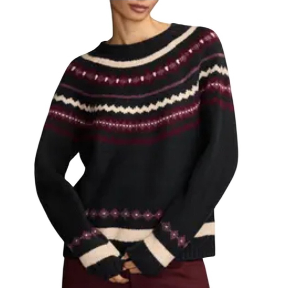 Lucky Brand Fair Isle Wool Blend Crewneck Sweater Multicolor Navy Size Medium - Picture 12 of 12